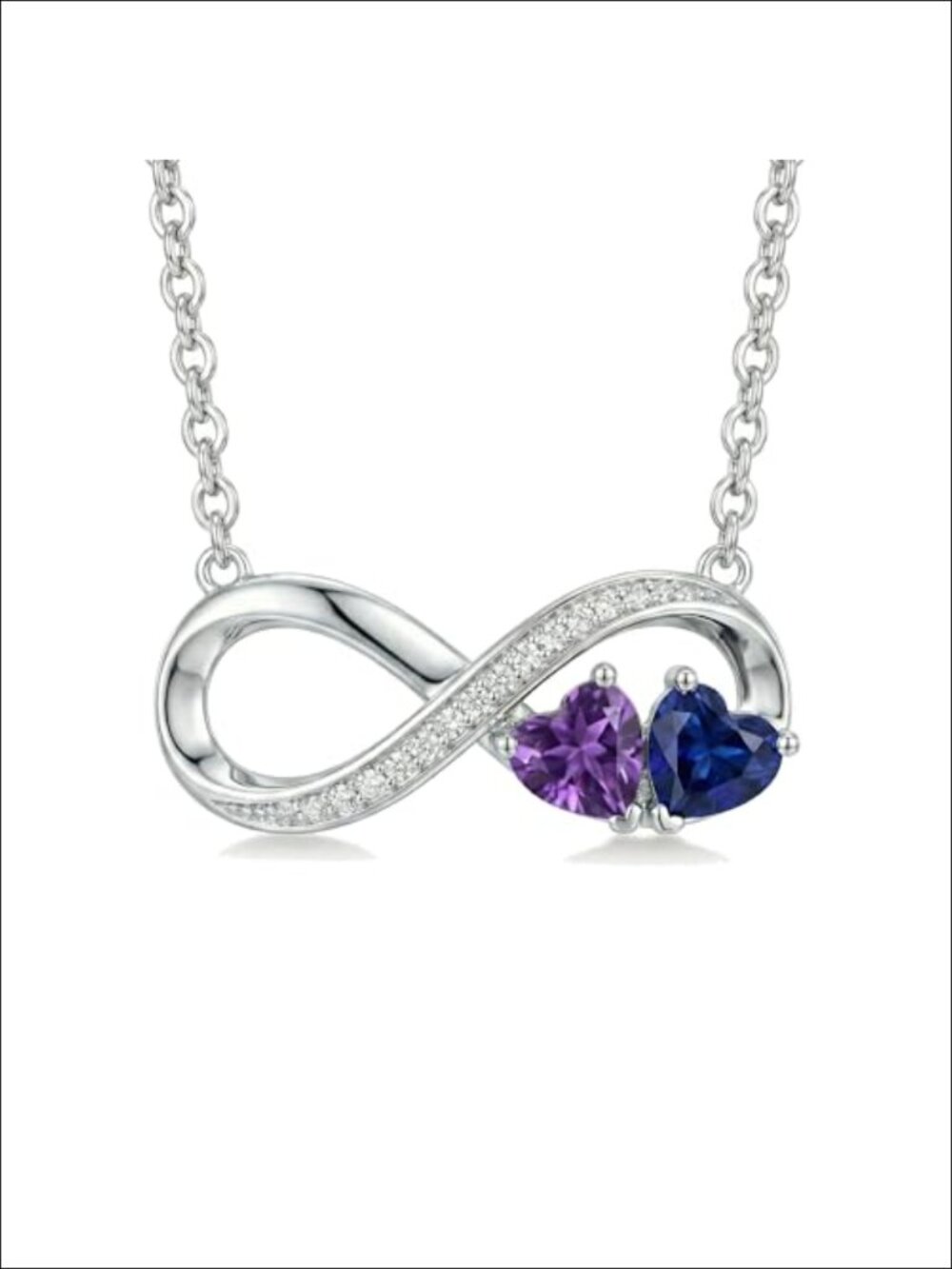 18k White Gold Plated Birthstone Infinity Necklace for Women